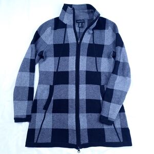 Adrienne Vittadini Plaid Jacket - Black and Gray